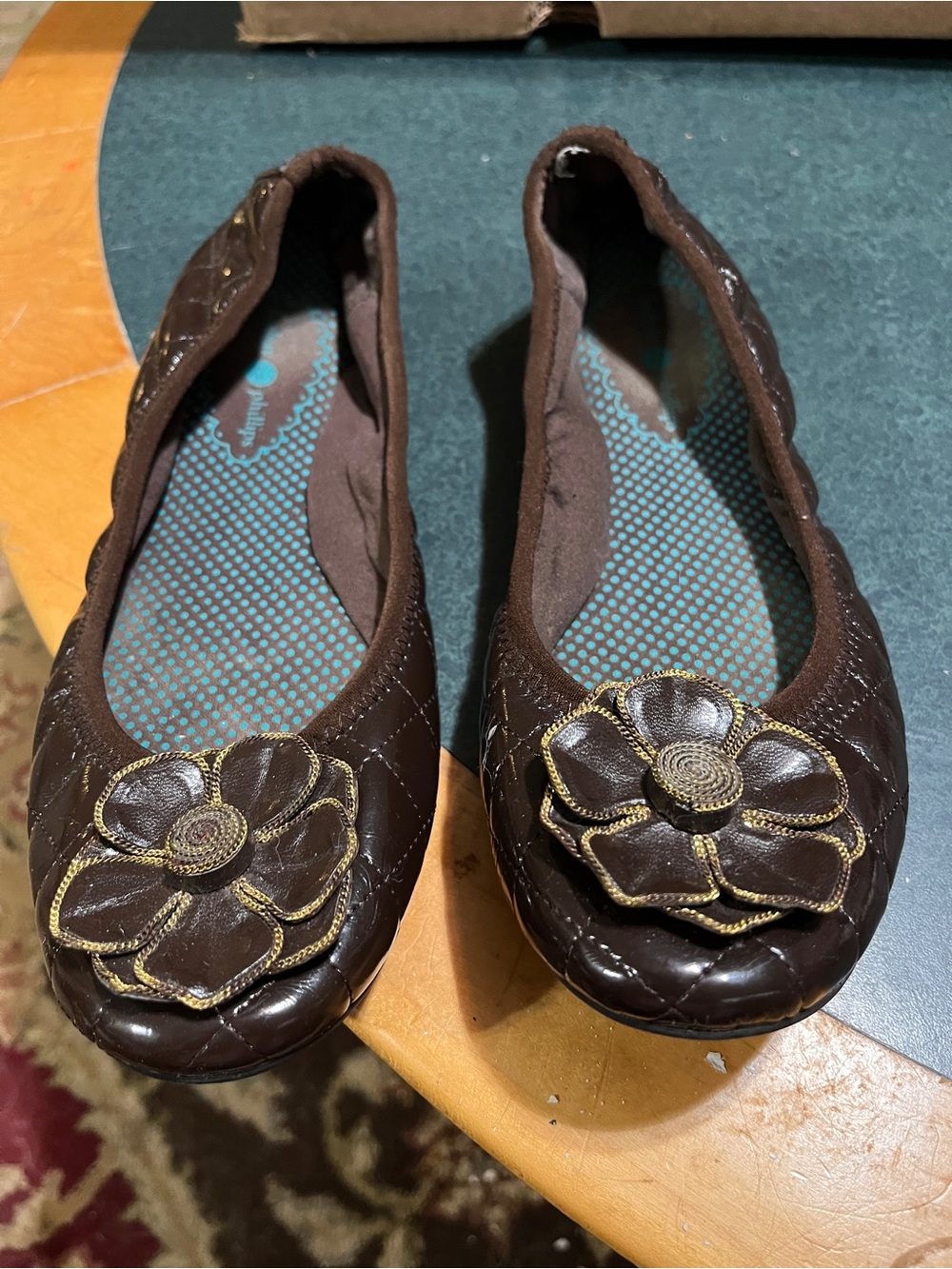 Lindsey Phillips Brown Floral Quilted Women’s Ballet Flats 7
